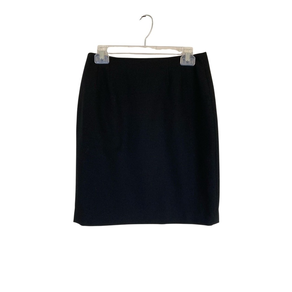 Linda Allard Ellen Tracy Classic Black Wool Pencil Skirt Size 10P Staple Office